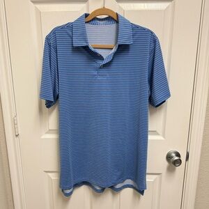 New Draddy Sport Blue and White Striped Golf Polo